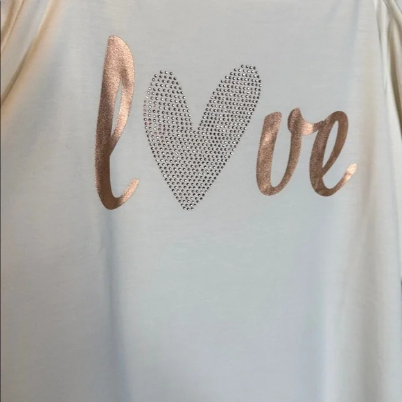Venus White “Love” Cold-Shoulder Top with Metallic Heart (Size Large) - Picture 2 of 8